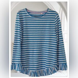 Boden Blue and White Long Sleeve Striped Tee